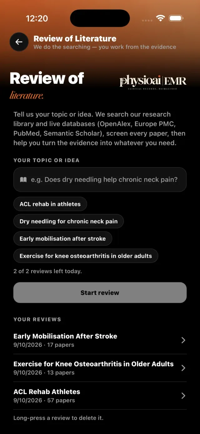 Start a review — your past reviews stay saved